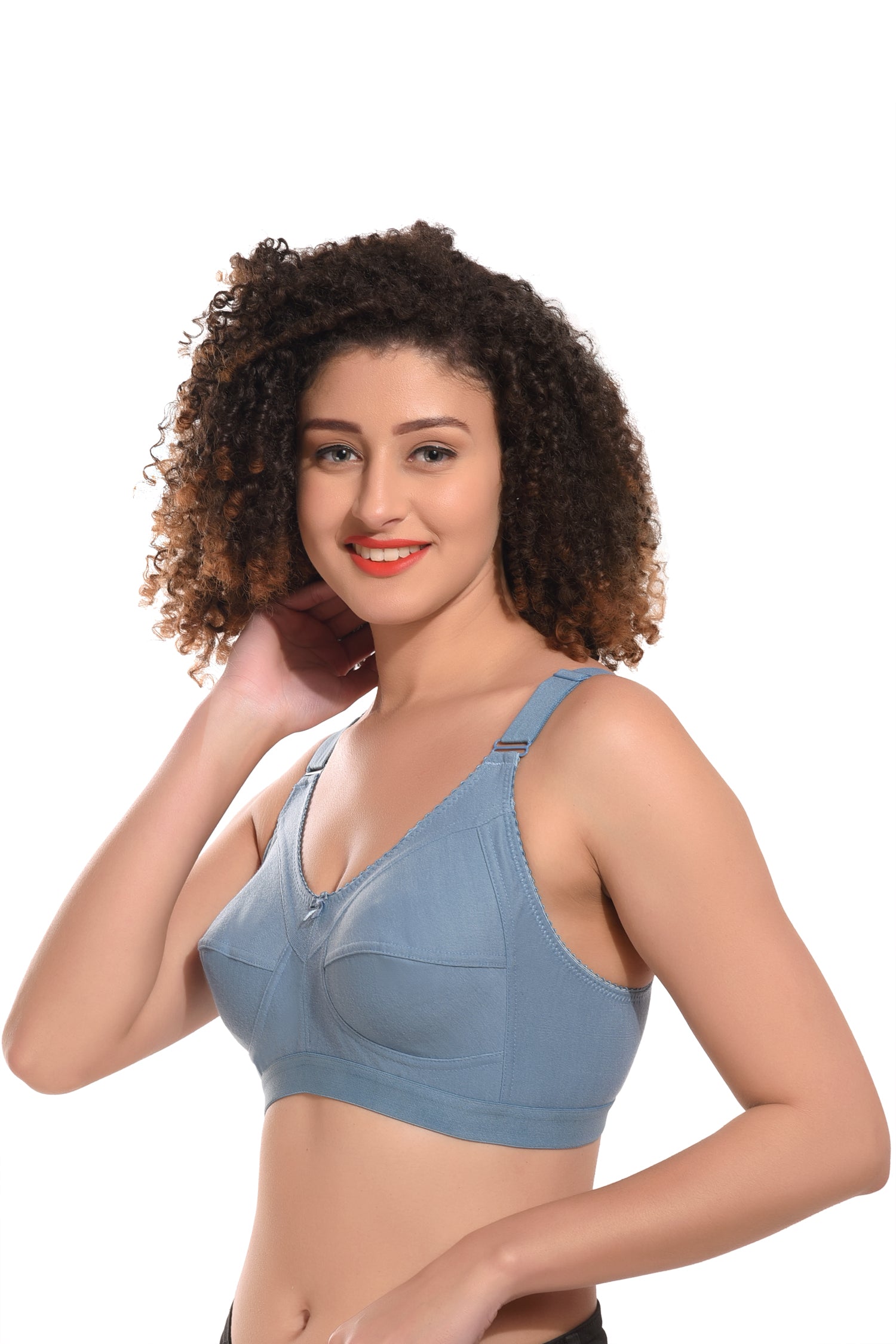 Women's Cotton Non-Padded Heavy Bust Full Coverage Non-Wired T-Shirt Plus Size Bra