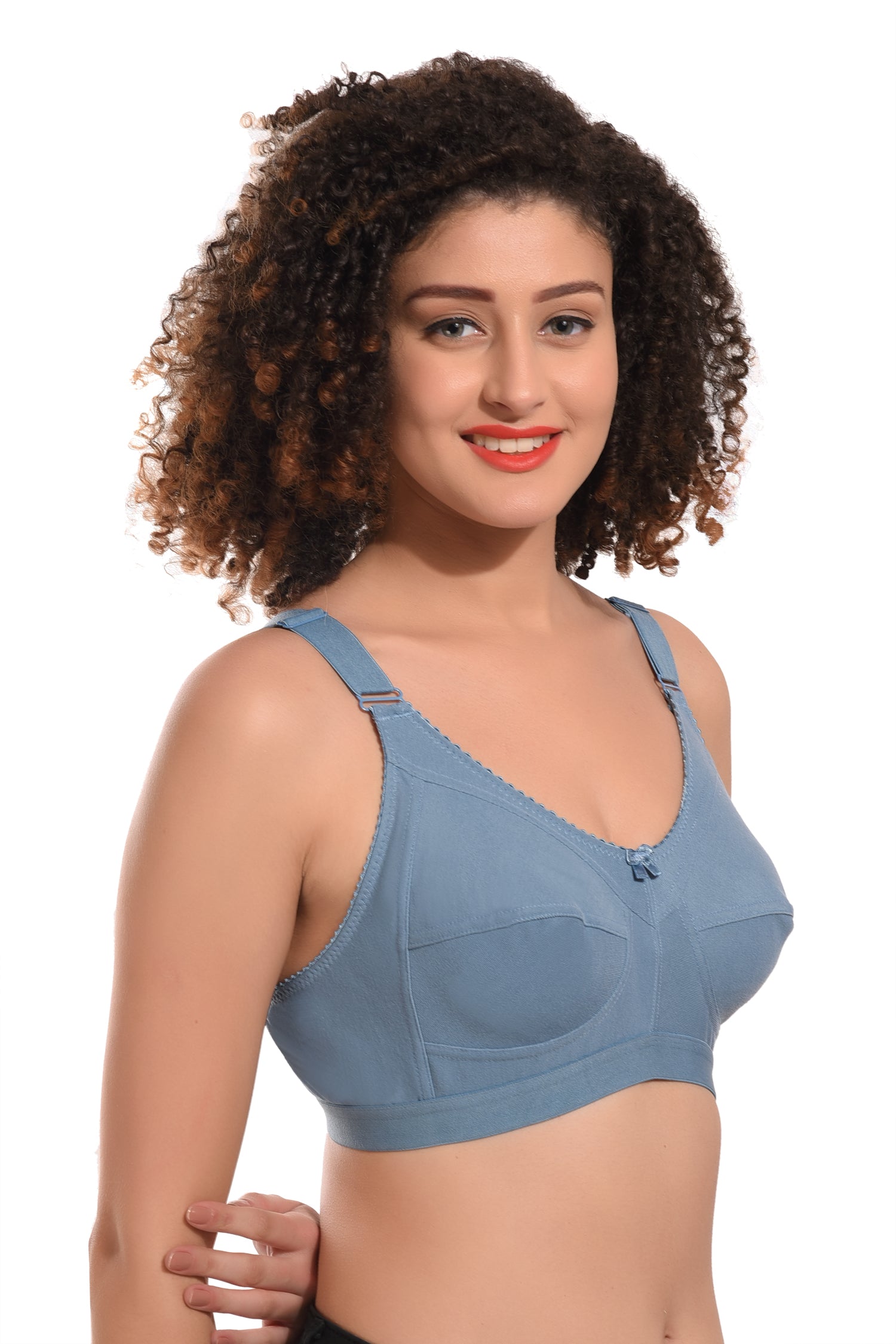 Women's Cotton Non-Padded Heavy Bust Full Coverage Non-Wired T-Shirt Plus Size Bra