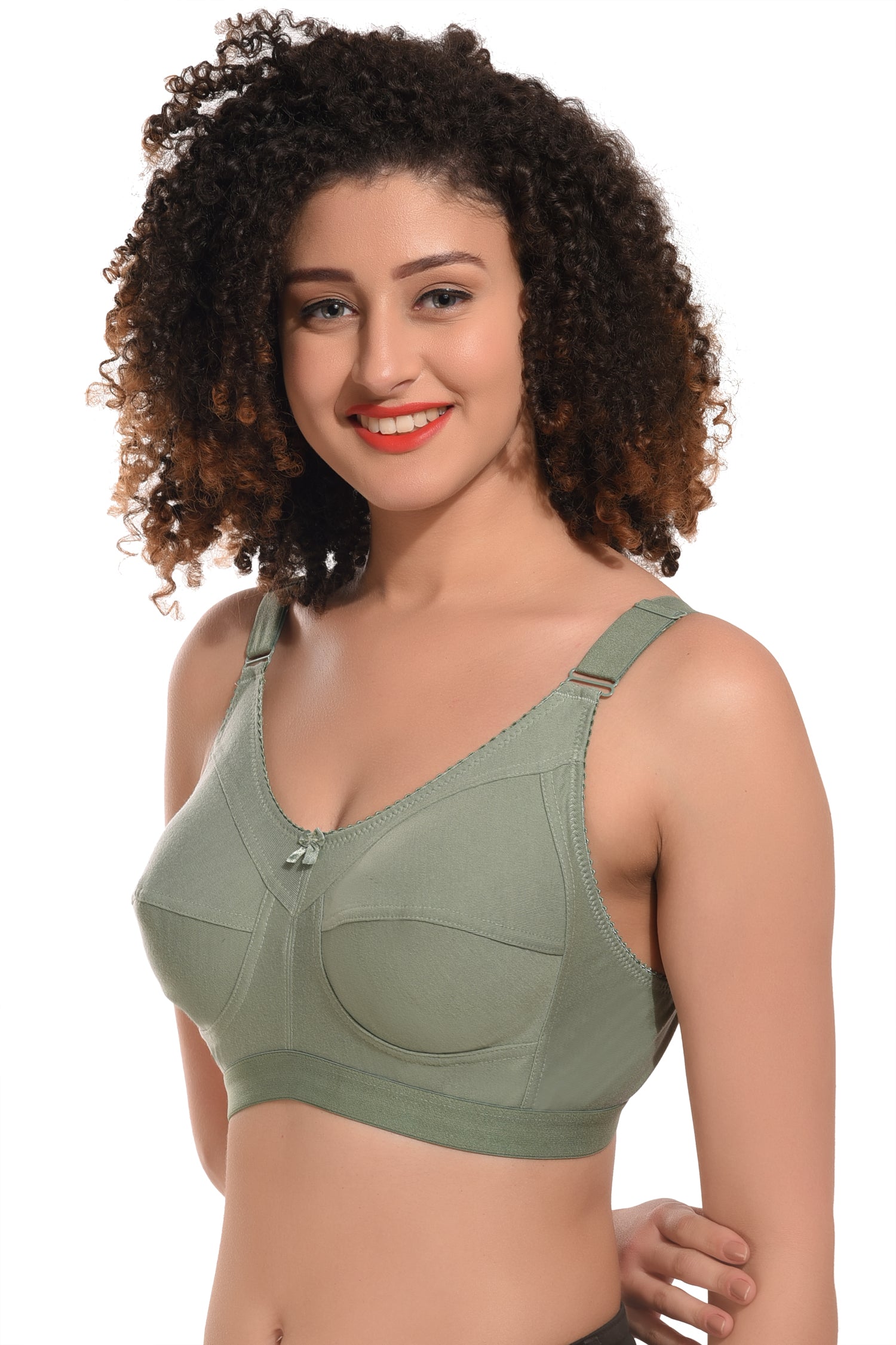 Women's Cotton Non-Padded Heavy Bust Full Coverage Non-Wired T-Shirt Plus Size Bra