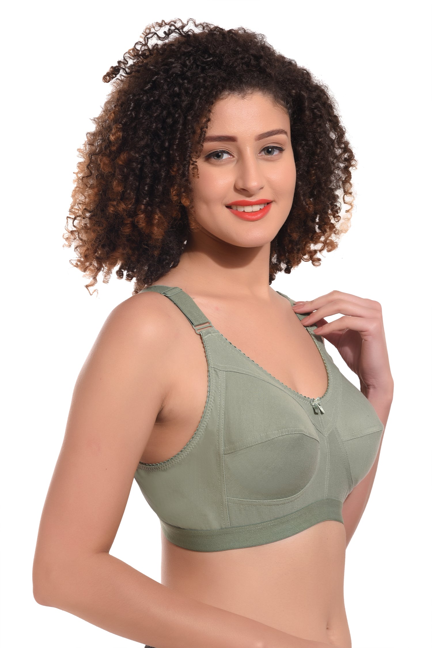 Women's Cotton Non-Padded Heavy Bust Full Coverage Non-Wired T-Shirt Plus Size Bra