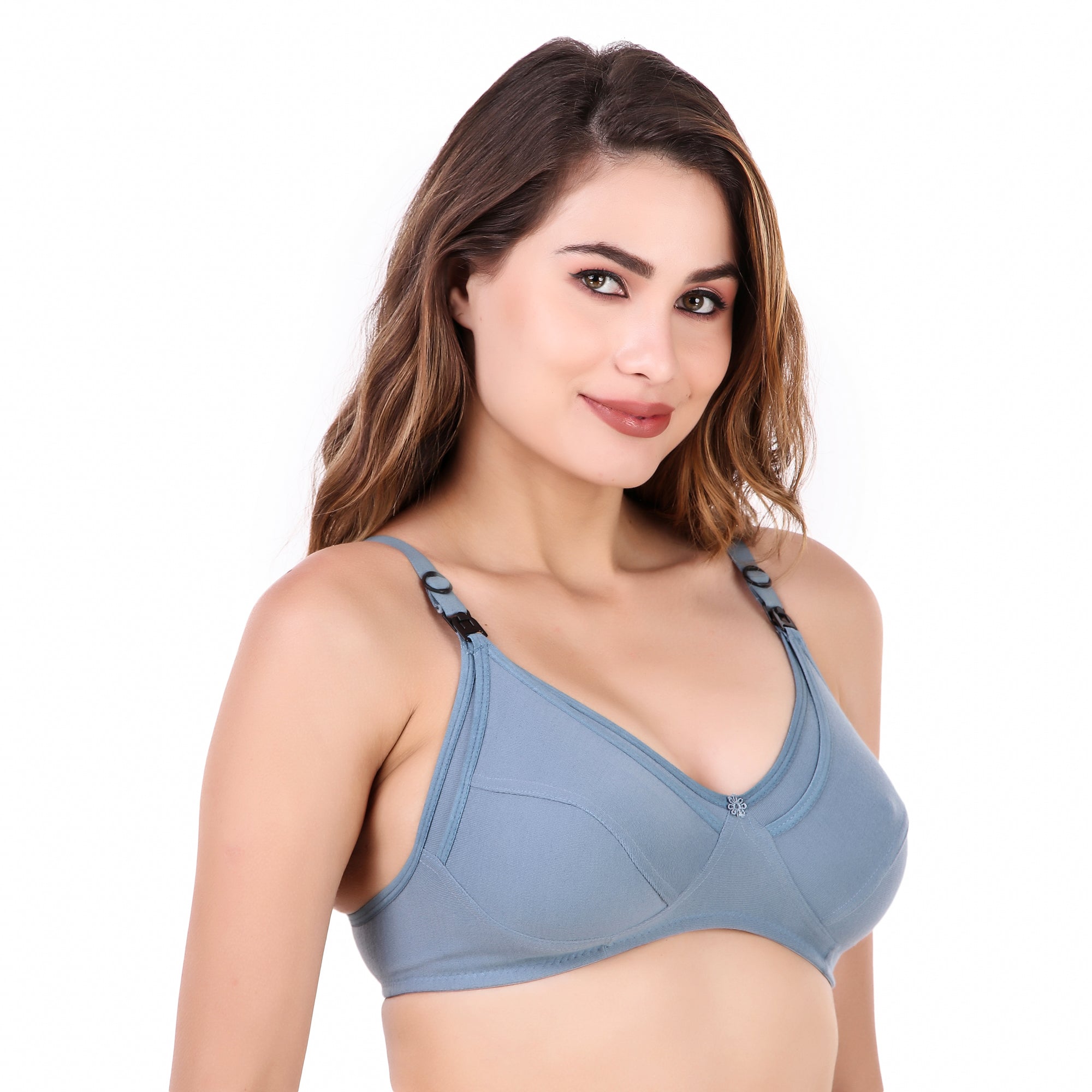 Maternity/ Breastfeeding/ Nursing Cotton Bra Full Cup Non Padded combo of 3- B Cup