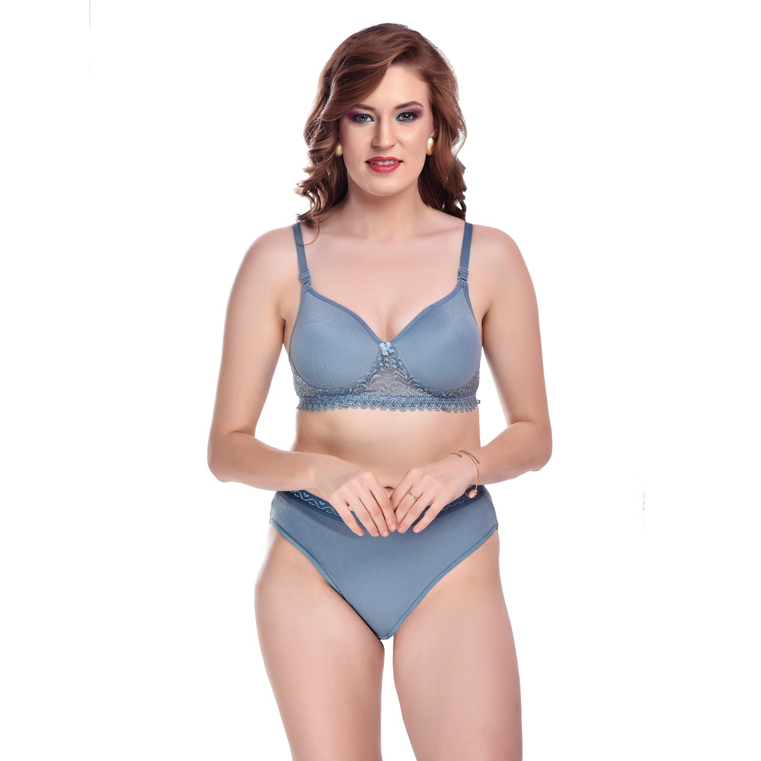 Women's Seamless Comfort Bra - Lace & Cotton Blend Multicolour Combo of 3 (color may vary)