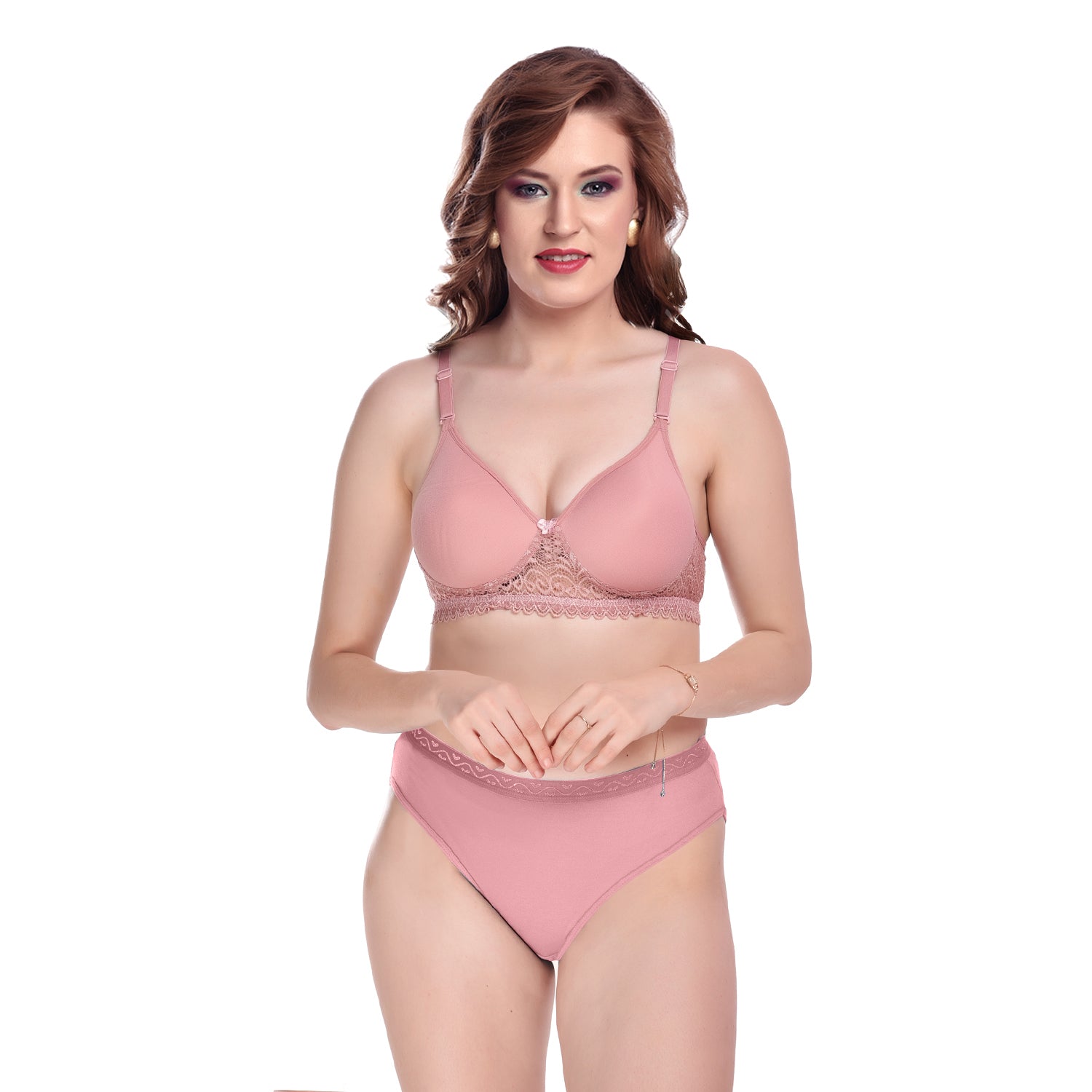 Women's Seamless Comfort Bra - Lace & Cotton Blend Multicolour Combo of 3 (color may vary)