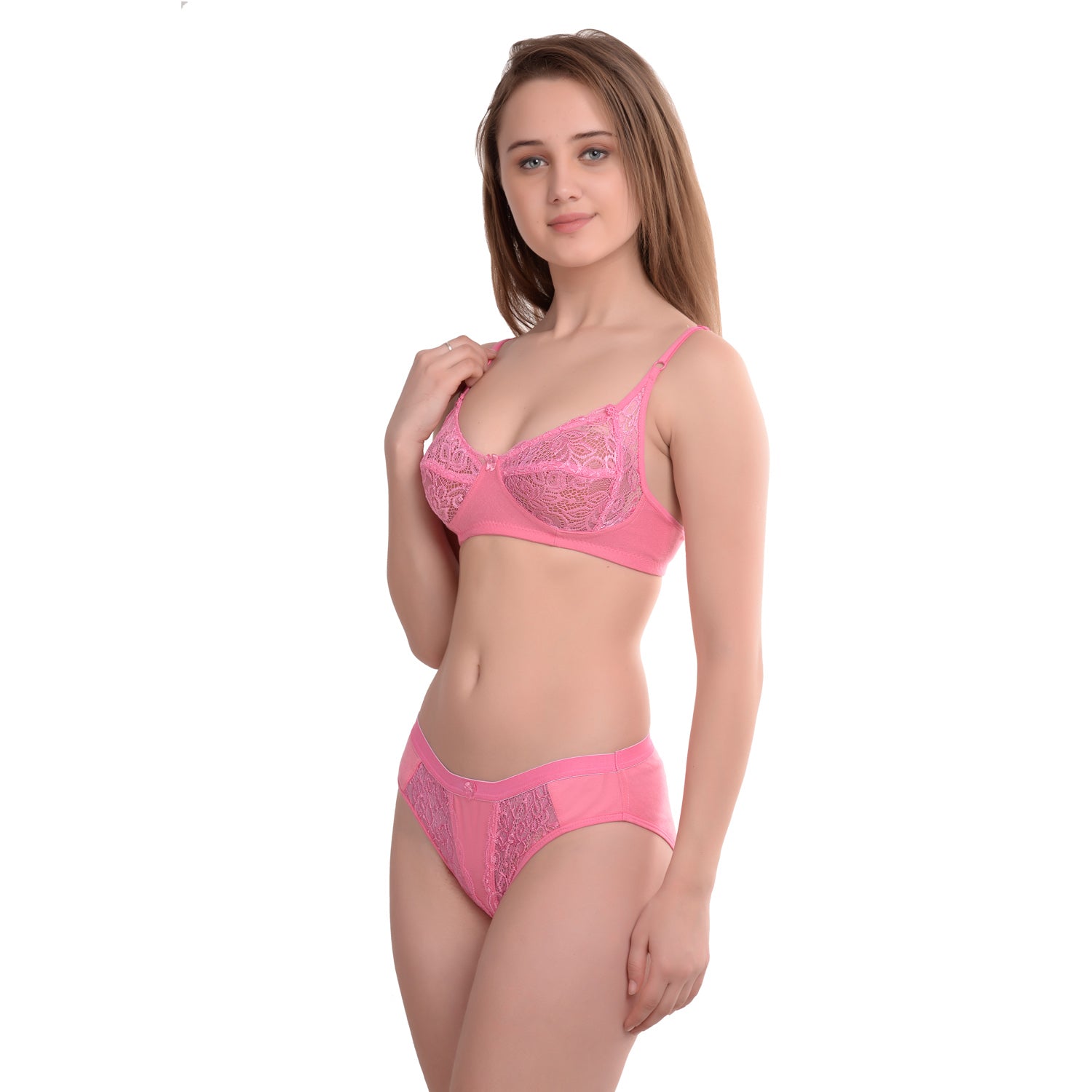 Women's Cotton Non-Padded Wire Free Full Coverage Honeymoon Bridal Lace Bra